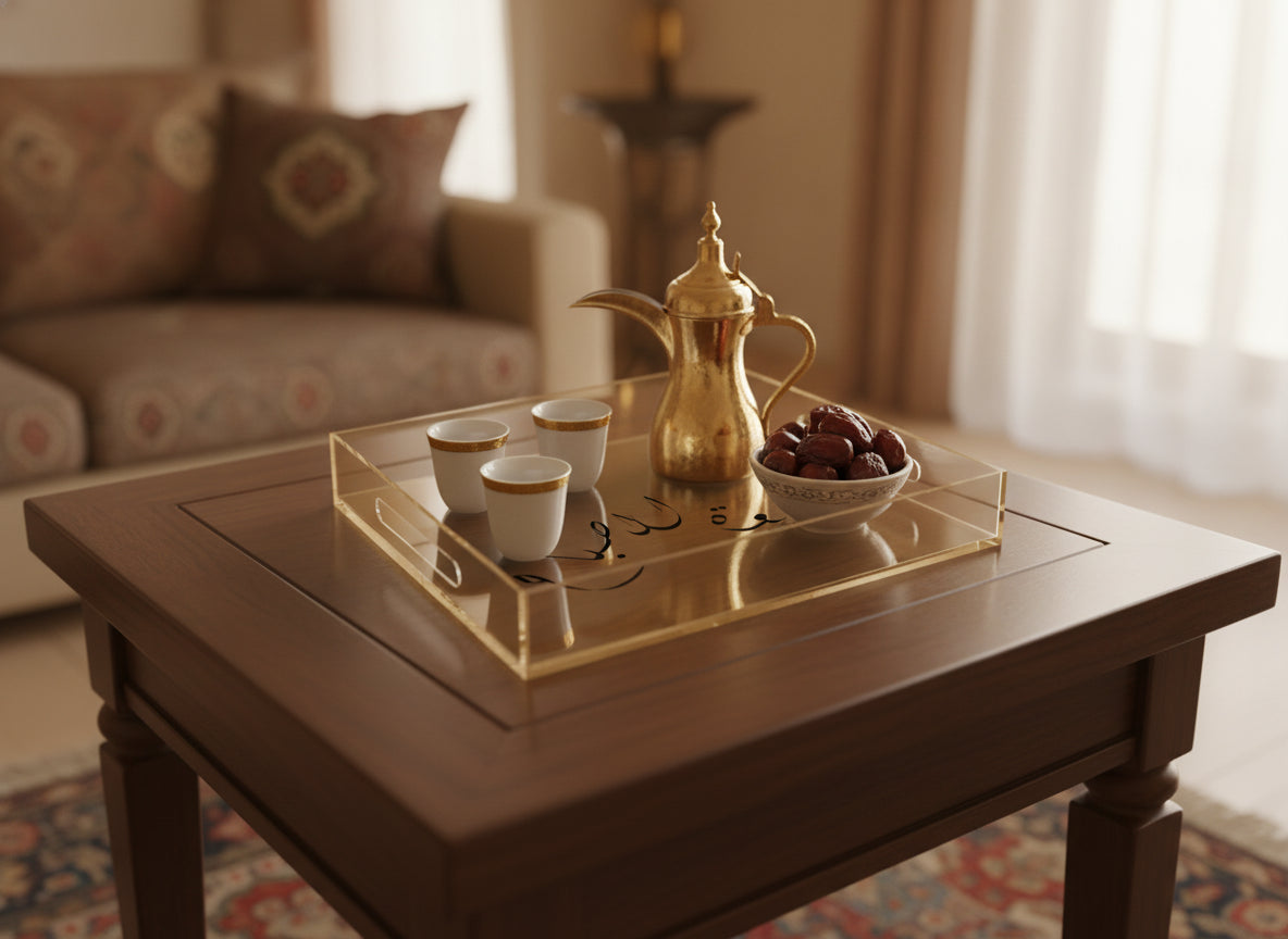 «قهوة الصباح» serving tray in use