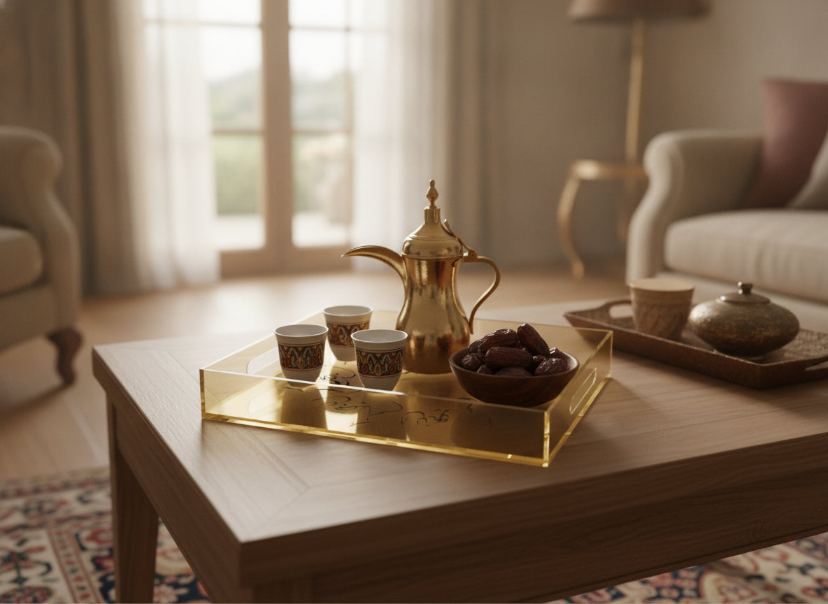 «حياكم الله» serving tray in use
