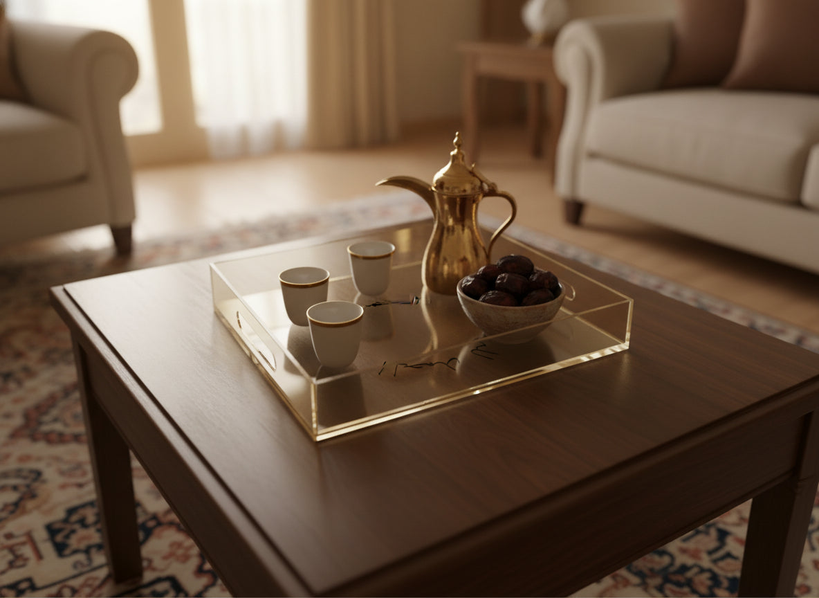 «الحمد لله» serving tray in use