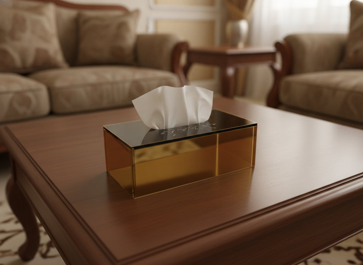 «حياكم الله» tissue box in use