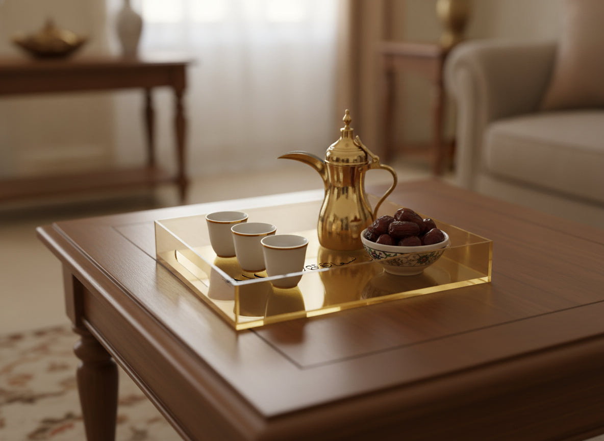 «دار السعادة» serving tray in use