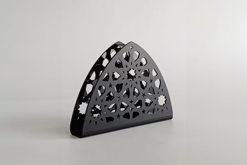 Acrylic napkin holder with Arabic design, made in the UAE by MASHQ