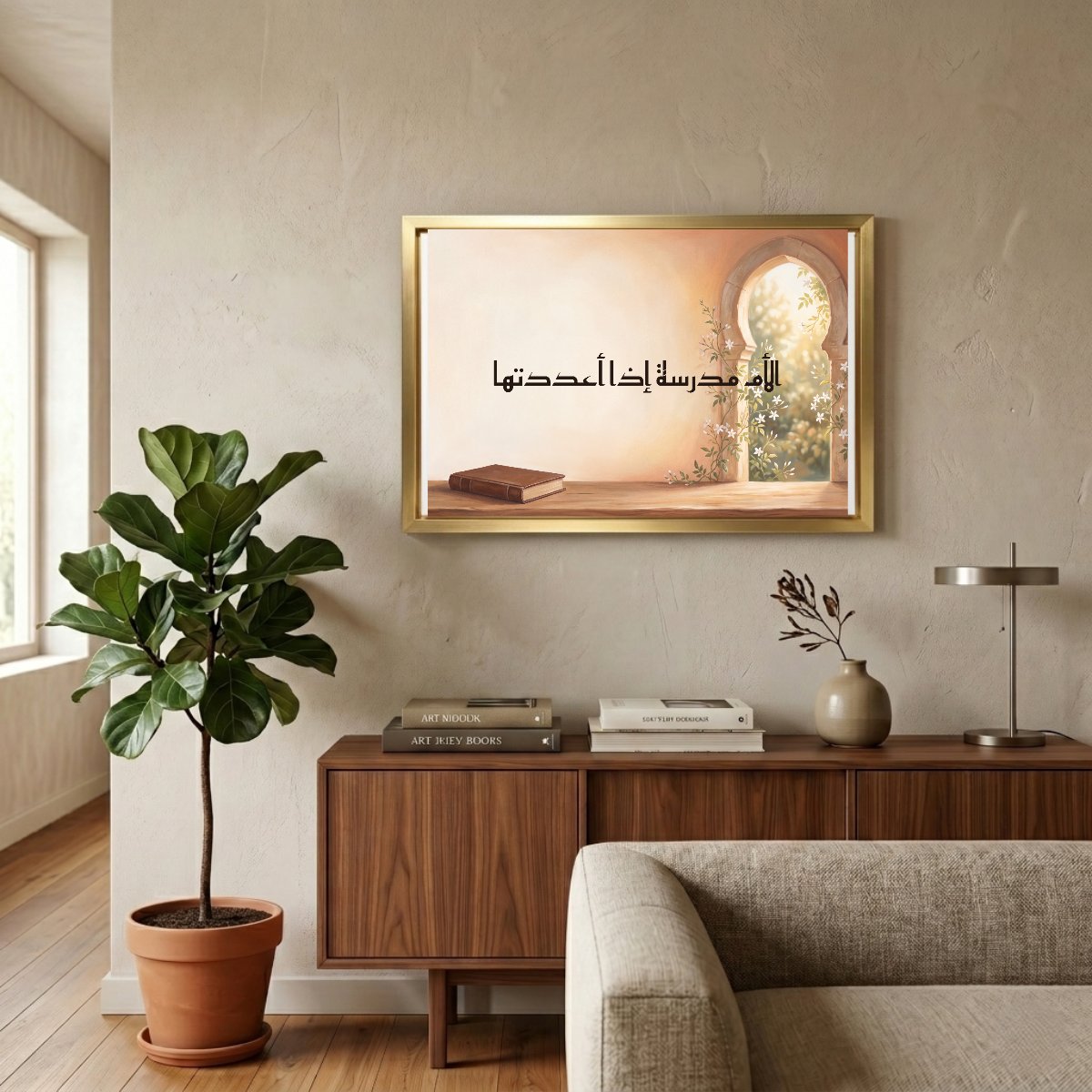 A Mother Is a School — framed canvas in a room, scene 2