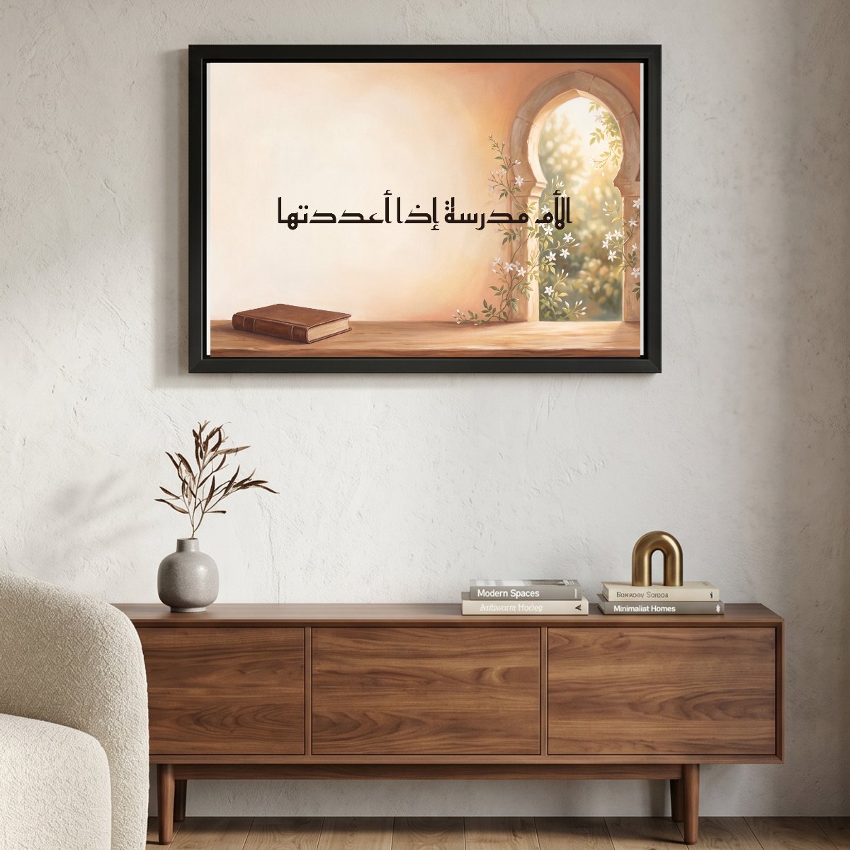A Mother Is a School — framed canvas in a room, scene 3