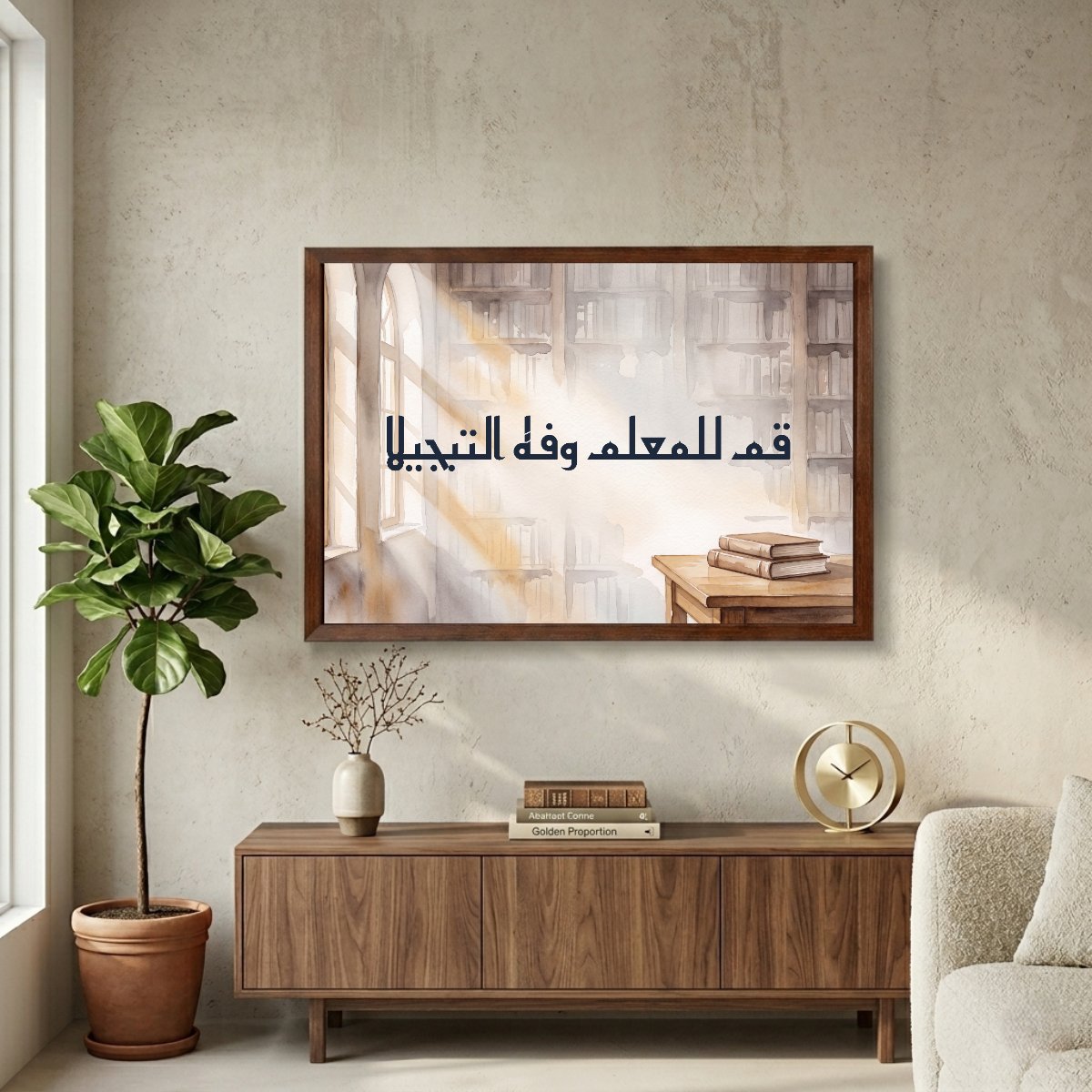 Stand for the Teacher and Honour Him — framed canvas in a room, scene 1