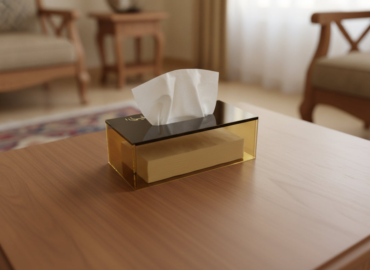 «الضيف عزيز» tissue box in use