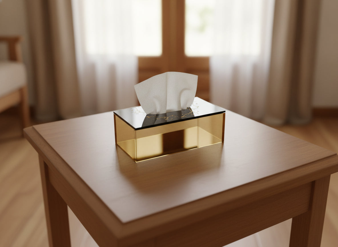 «بيتنا جنتنا» tissue box in use