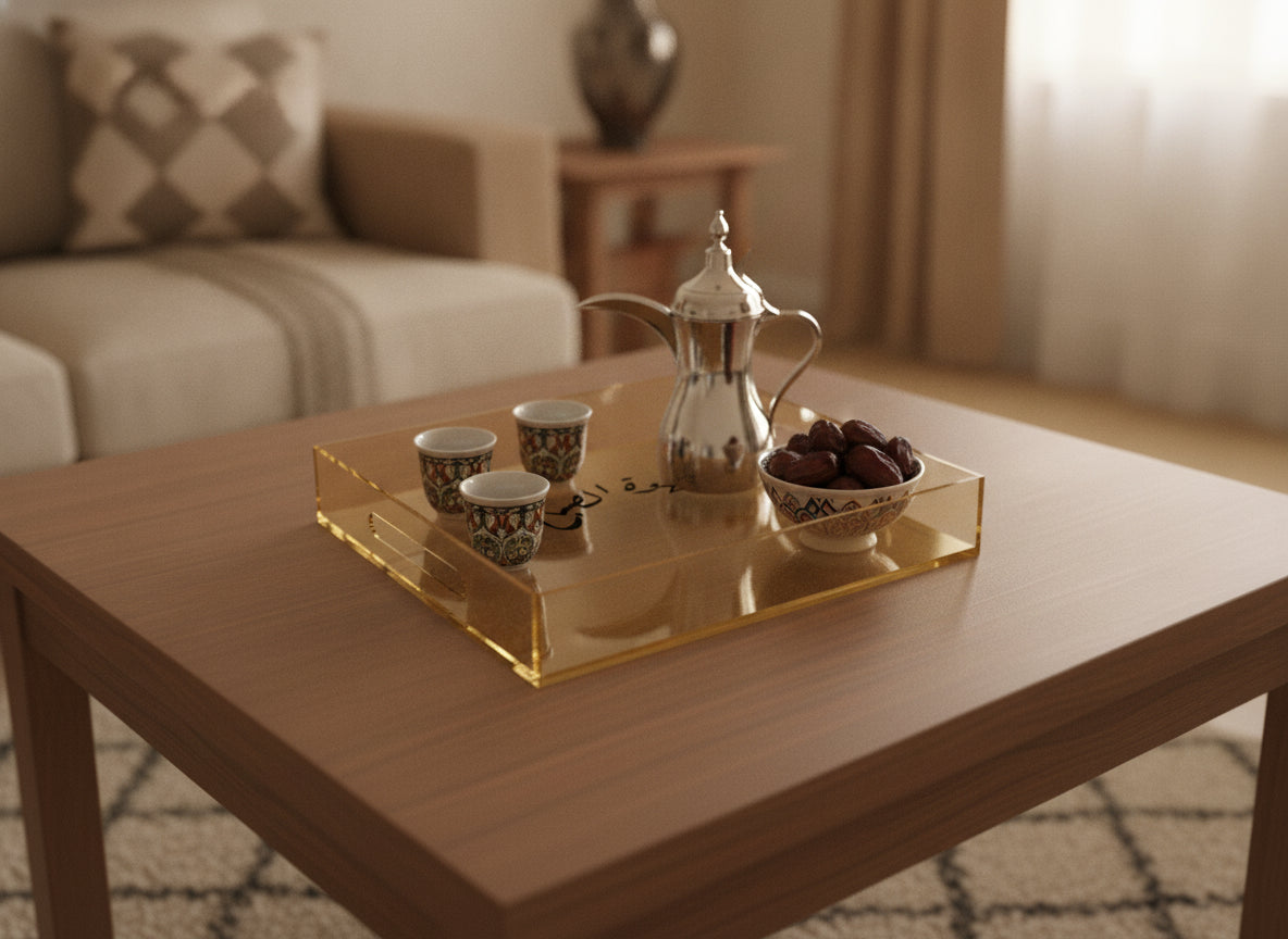 «قهوة الصباح» serving tray in use