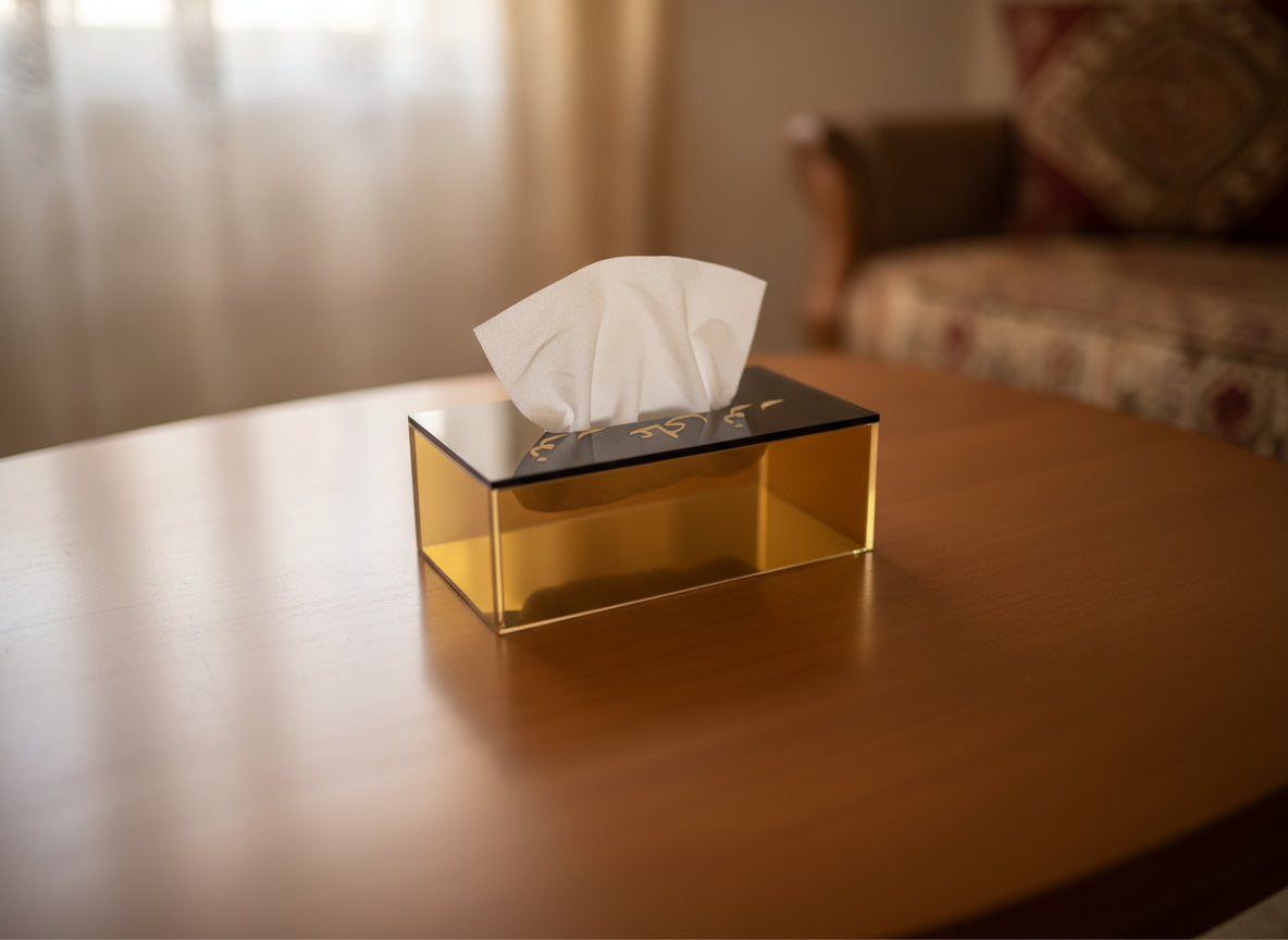 «نور على نور» tissue box in use