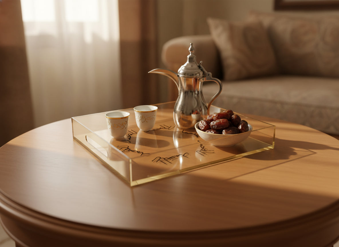 «الحمد لله» serving tray in use