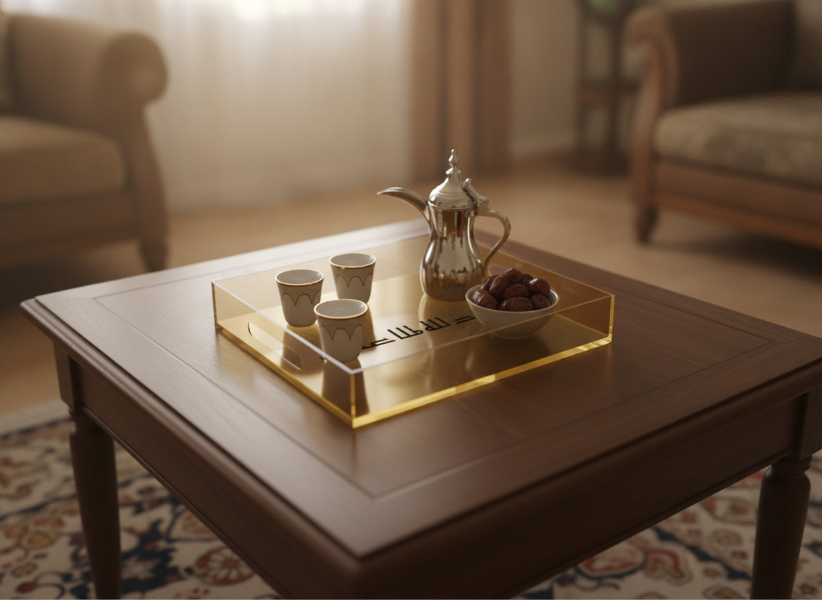 «الحمد لله» serving tray in use