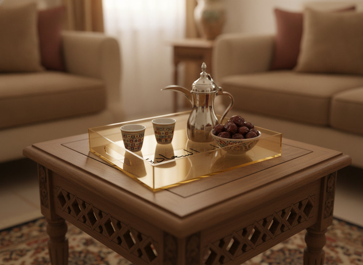 «دار السعادة» serving tray in use