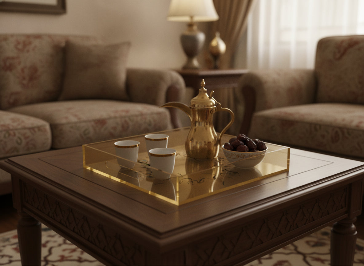 «حياكم الله» serving tray in use
