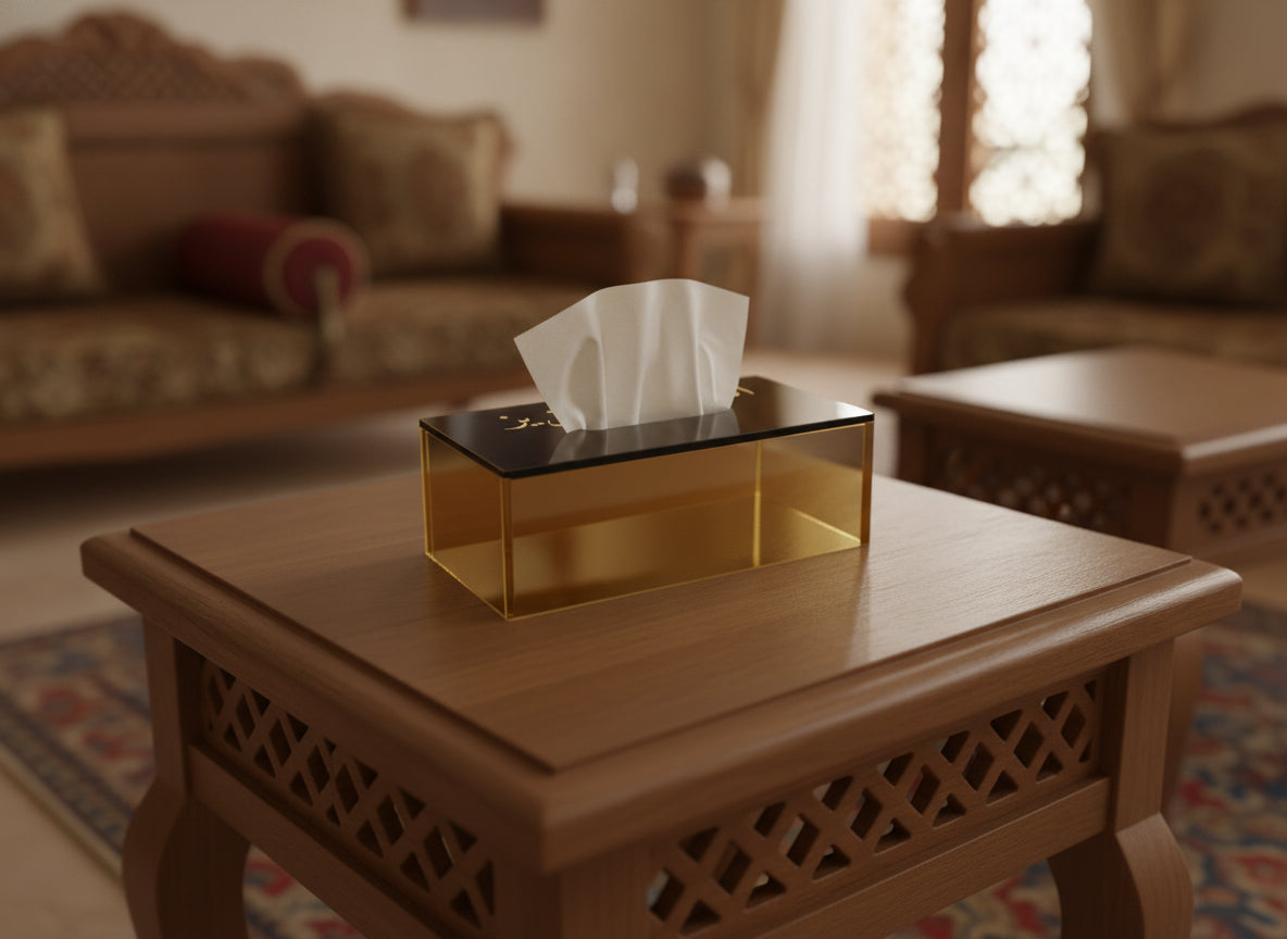 «الضيف عزيز» tissue box in use