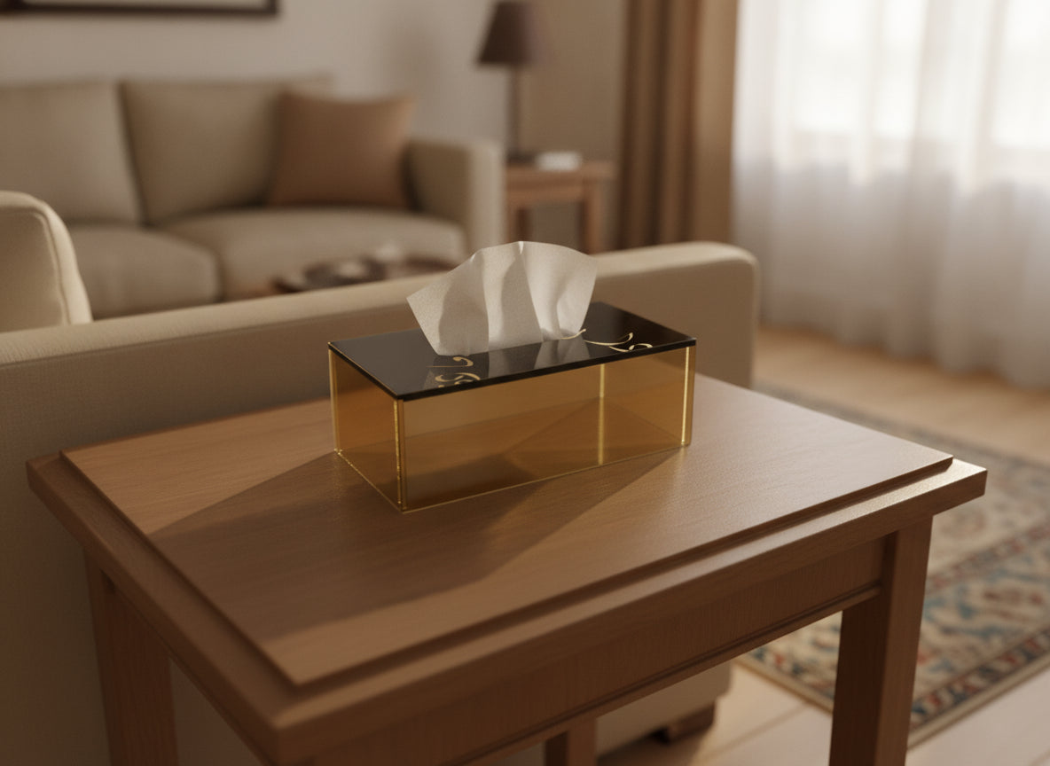 «دار السعادة» tissue box in use