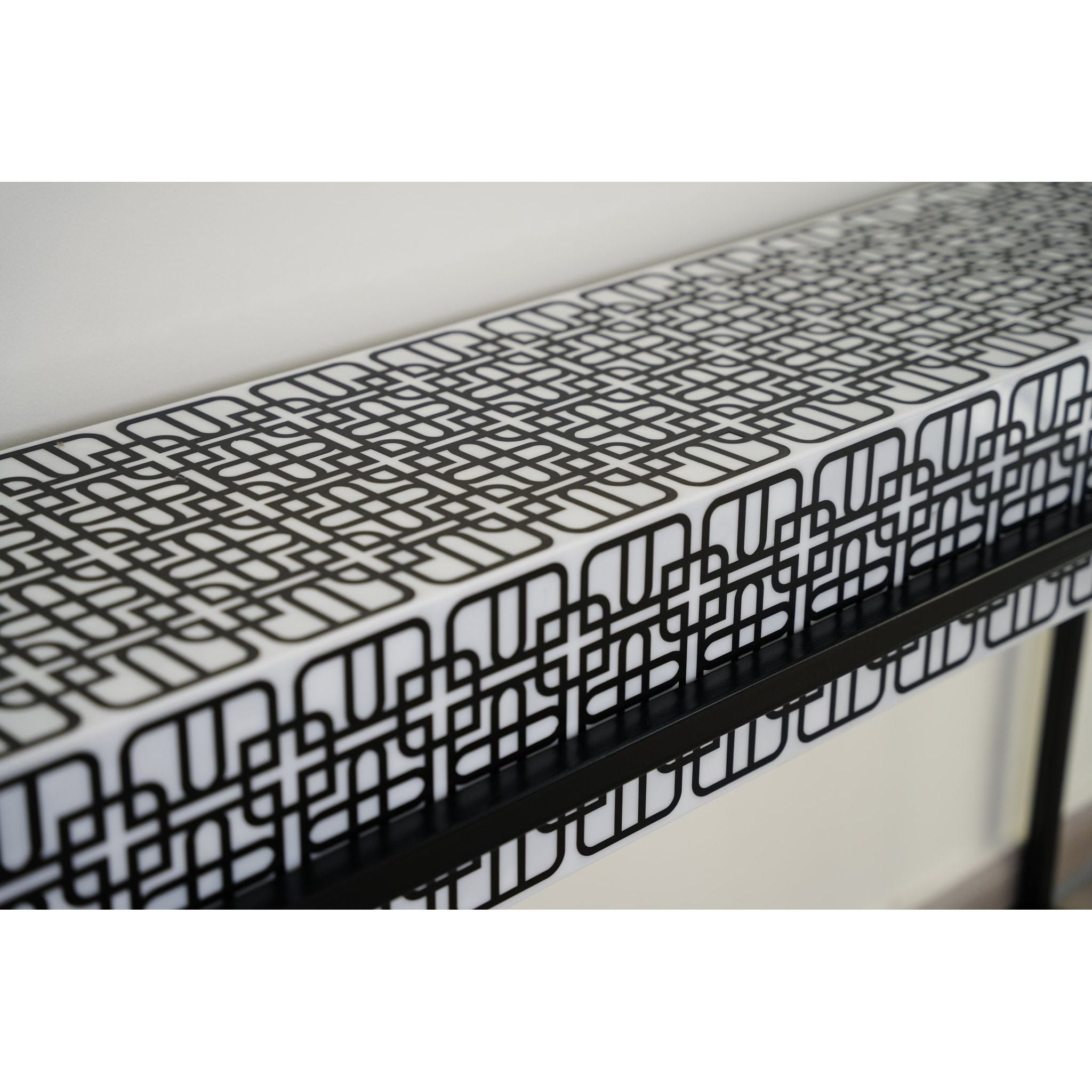 Console with Black and White Lattice Pattern