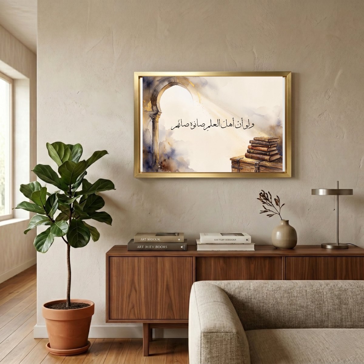 Guard Knowledge and It Guards You — framed canvas in a room, scene 2