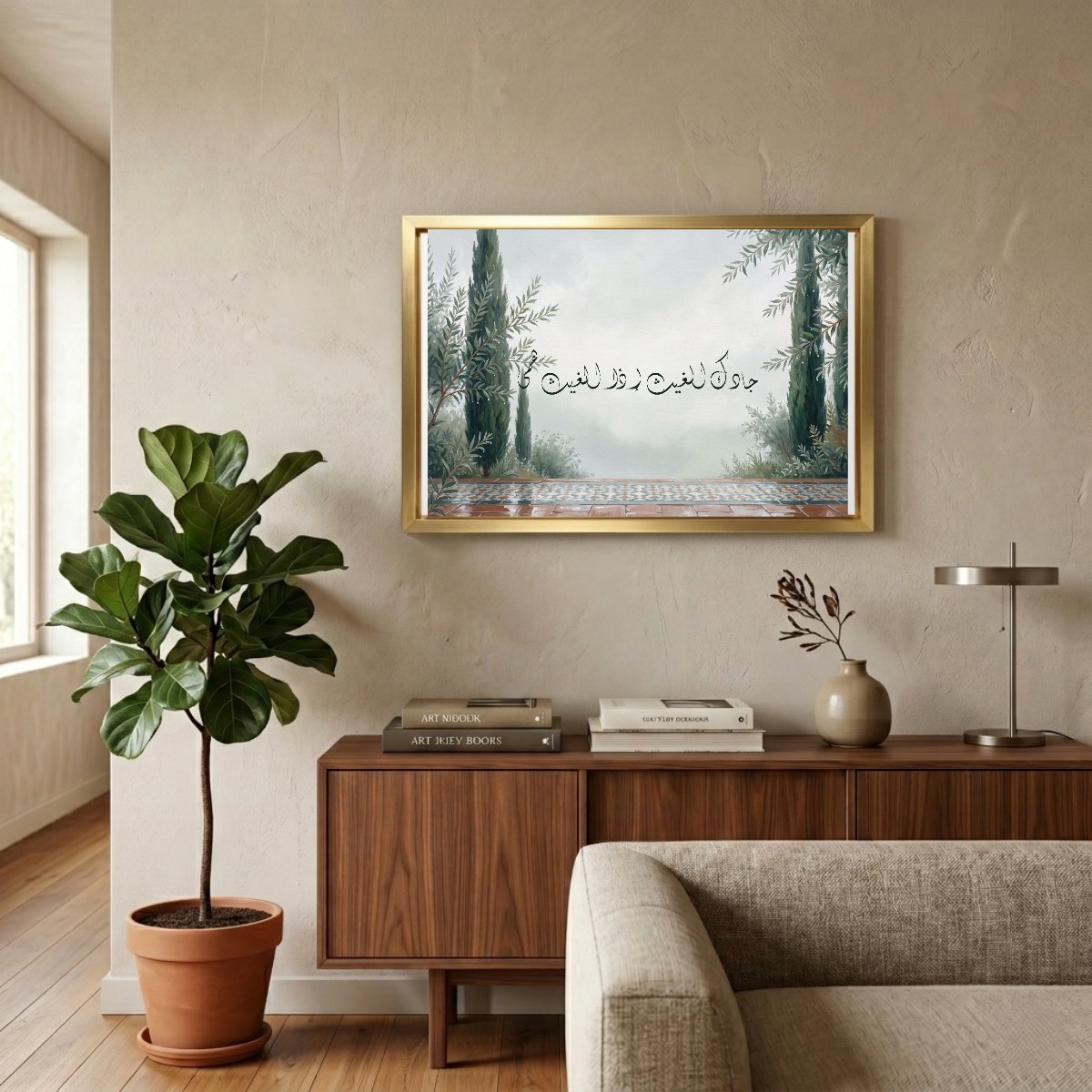 May the Rain Bless You Whenever It Falls — framed canvas in a room, scene 2