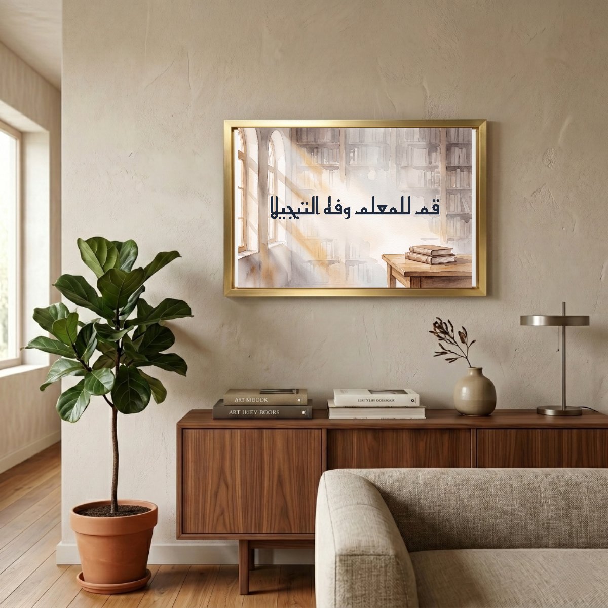 Stand for the Teacher and Honour Him — framed canvas in a room, scene 2